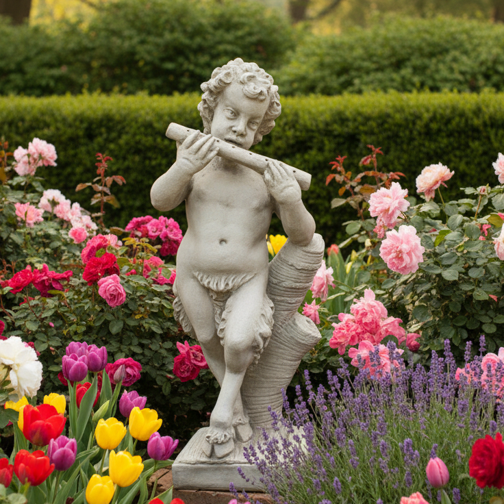 Enchanting English Garden Pan - A Majestic 31-Inch Gargoyles Sculpture
