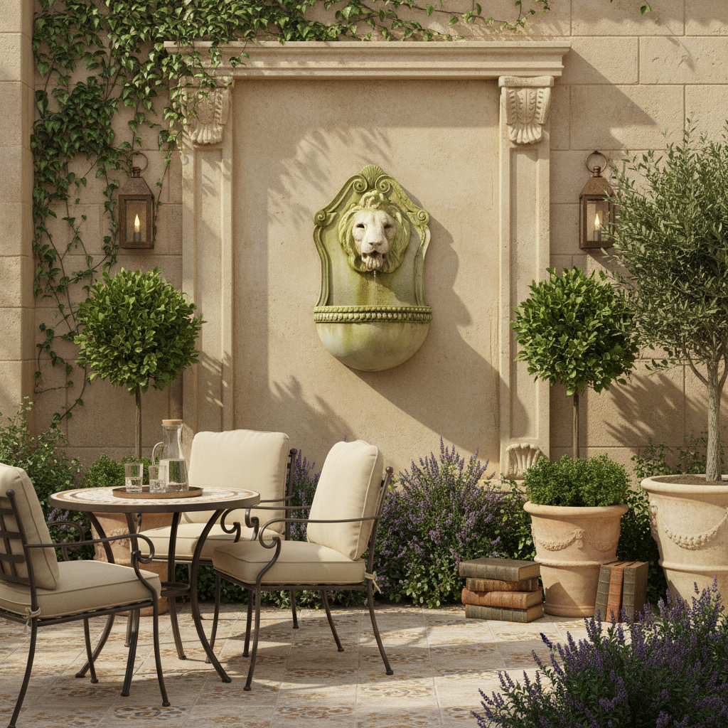 Aged Lion Wall Fountain 23 Garden Animal Statue