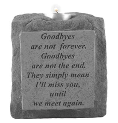 Goodbyes Are Not...Single-Short Votive Holder Memorial Garden Stone - XoticBrands Home Decor