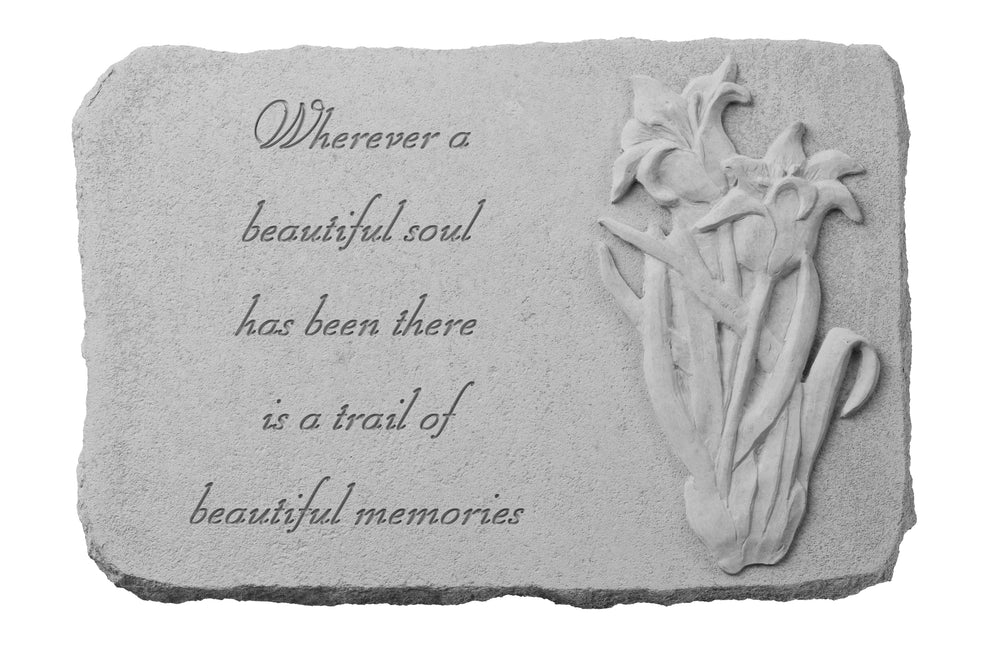  Wherever a beautiful soul…w/ Iris Memorial Garden Stone Décor, Memorial & Inspirational, Kayberry, XoticBrands Home Decor