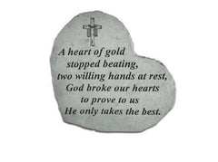 Sm Heart A Heart Of Gold... Memorial Garden Stone - XoticBrands Home Decor