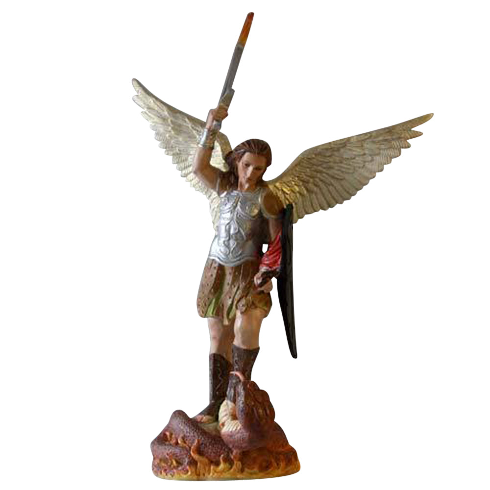 St. Michael W/Sword Fire 38 - Religious   Saints - XoticBrands Home Decor