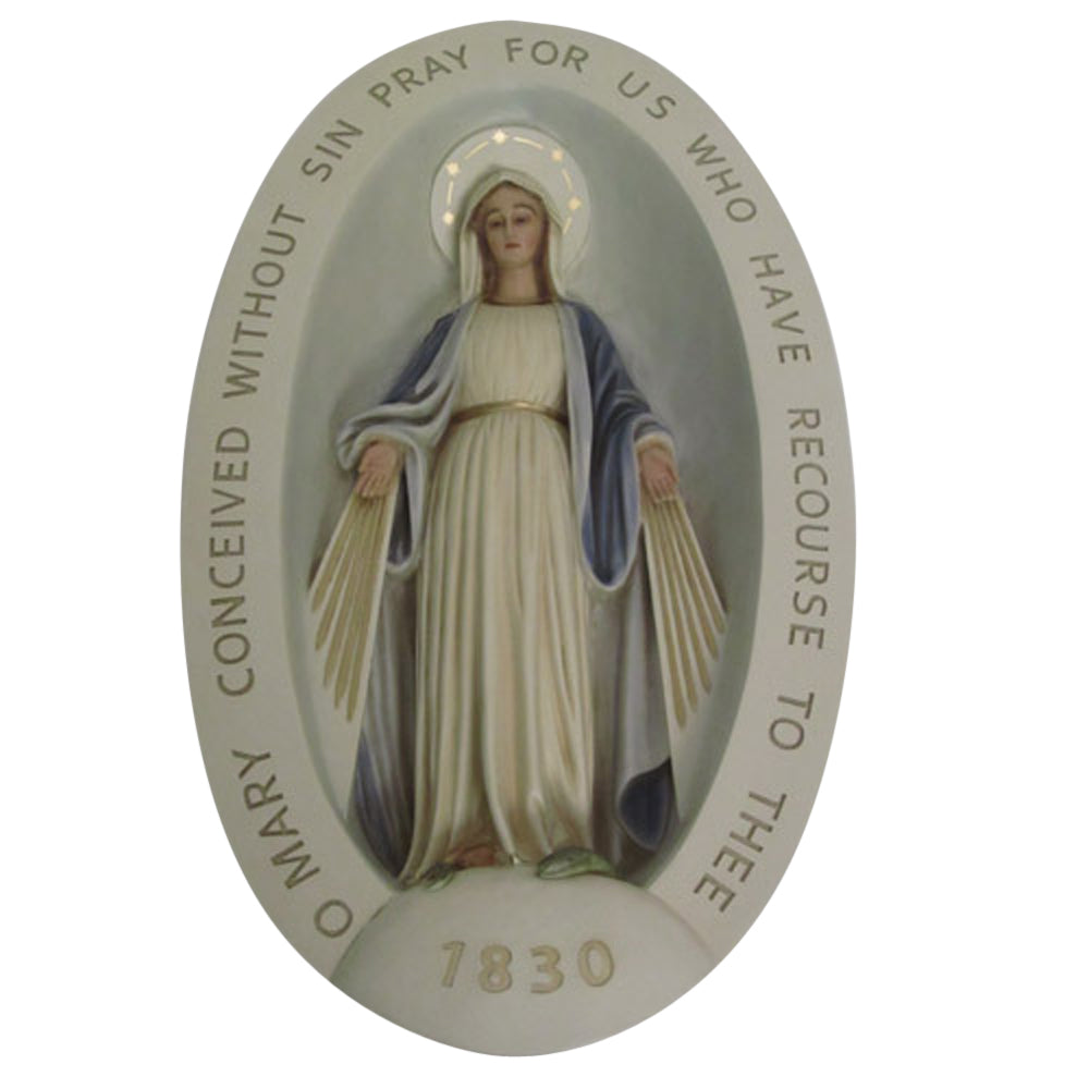 Miraculous Medal Plaque Religious Sculpture - XoticBrands Home Decor