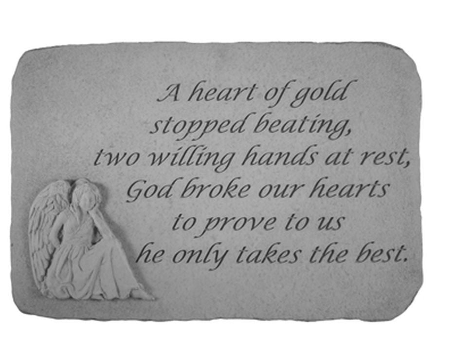 A Heart Of Gold...(With Sitting Angel) Memorial Garden Stone - XoticBrands Home Decor