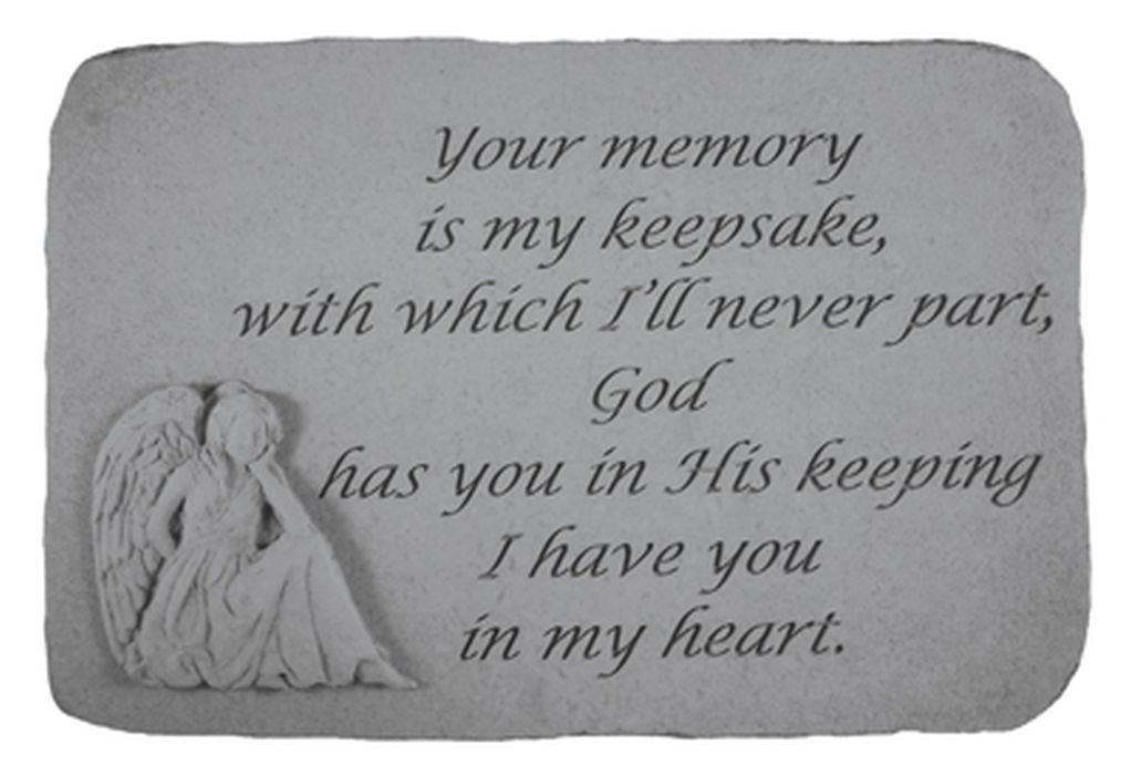 Your Memory Is...(With Sitting Angel) Memorial Garden Stone - XoticBrands Home Decor