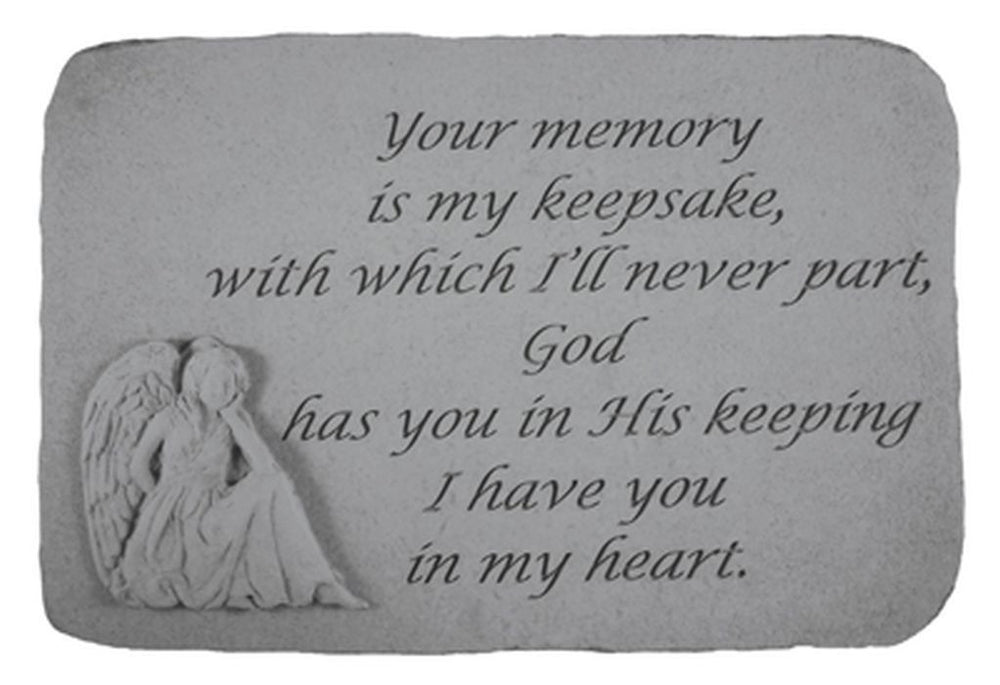 Your Memory Is...(With Sitting Angel) Memorial Garden Stone - XoticBrands Home Decor