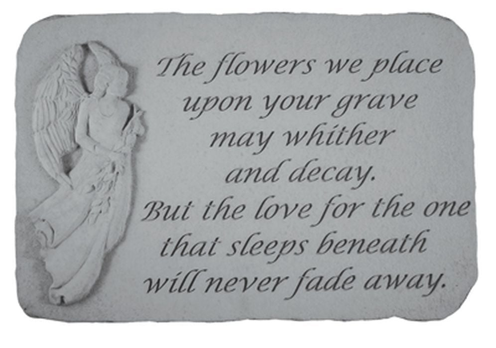 The Flowers We Place...(With Standing Angel) Memorial Garden Stone - XoticBrands Home Decor