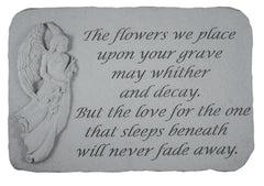 The Flowers We Place...(With Standing Angel) Memorial Garden Stone - XoticBrands Home Decor
