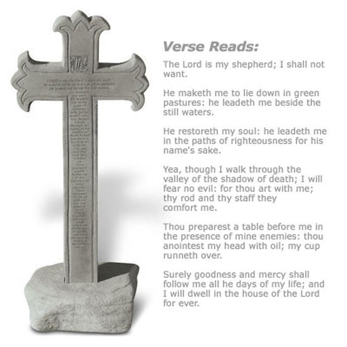 23Rd Psalm Cross Obelisk-W/Base Memorial Garden Cross - XoticBrands Home Decor