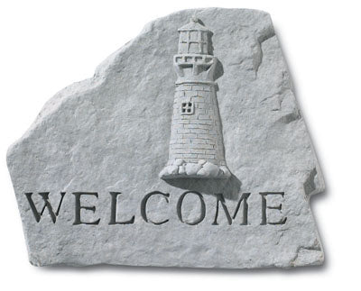  WELCOME w/lighthouse Memorial Garden Stone Décor, Memorial & Inspirational, Kayberry, XoticBrands Home Decor