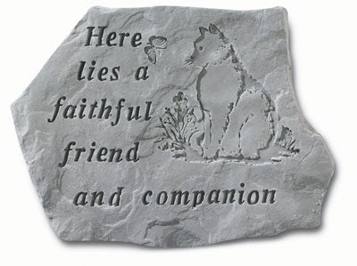 Here Lies A Faithful Friend...W/Cat Memorial Pet Stone - XoticBrands Home Decor