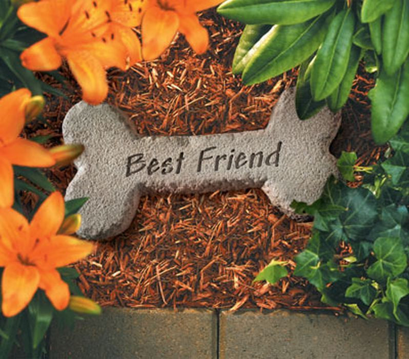 Dog Bone W/ Best Friend Memorial Garden Stone - XoticBrands Home Decor