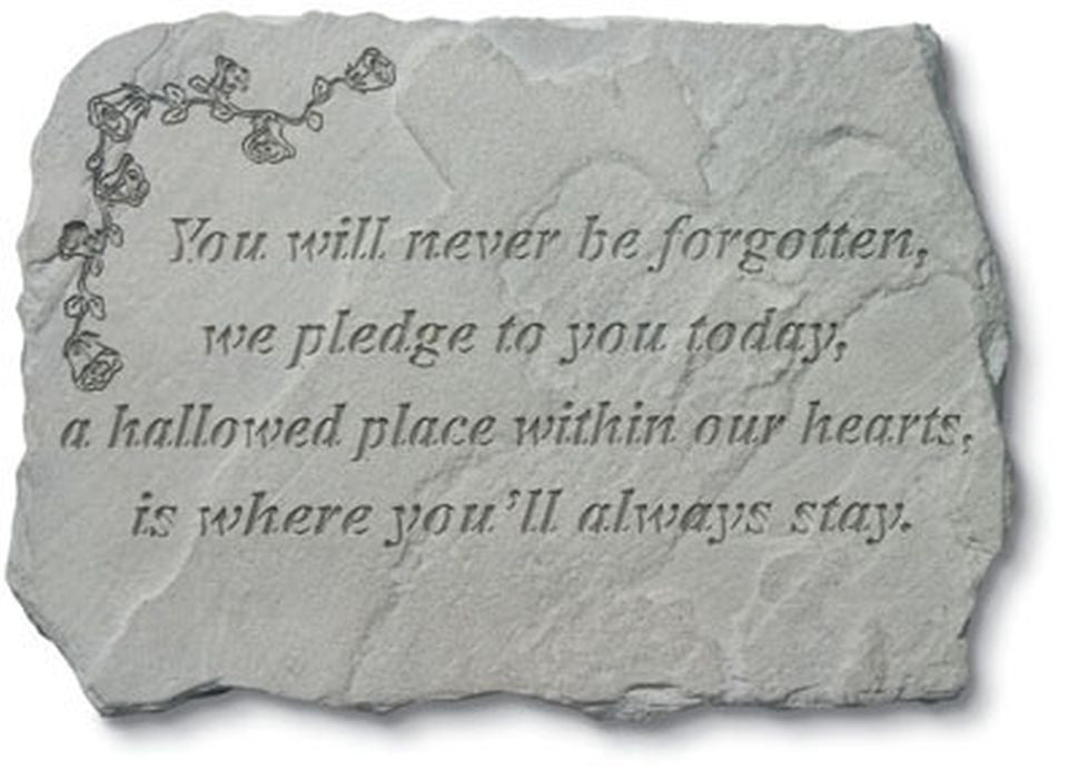 You Will Never Be Forgotten... W/Roses Memorial Garden Stone - XoticBrands Home Decor