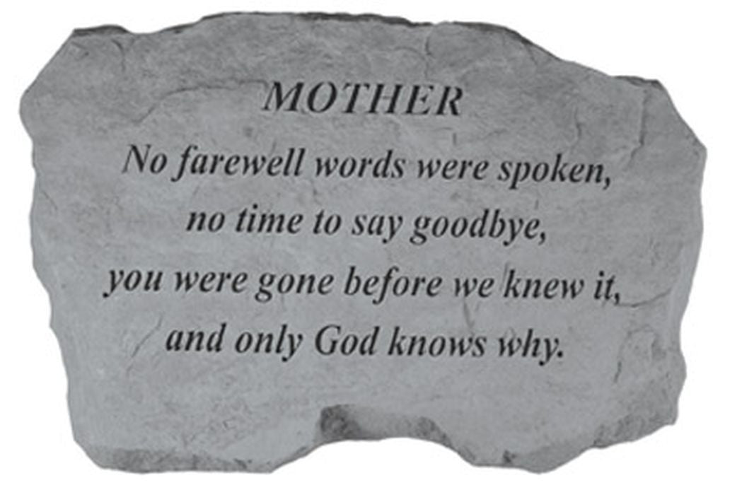 Mother- No Farewell Words... Memorial Garden Stone - XoticBrands Home Decor