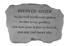 Beloved Sister- No Farewell Words... Memorial Garden Stone - XoticBrands Home Decor