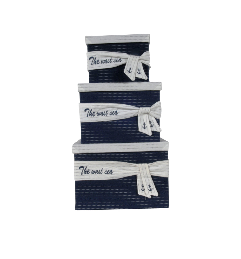  Anne Home - Set of 3 Fabric Boxes With Cover, Home furniture and decor, Old Modern Handicrafts, XoticBrands Home Decor