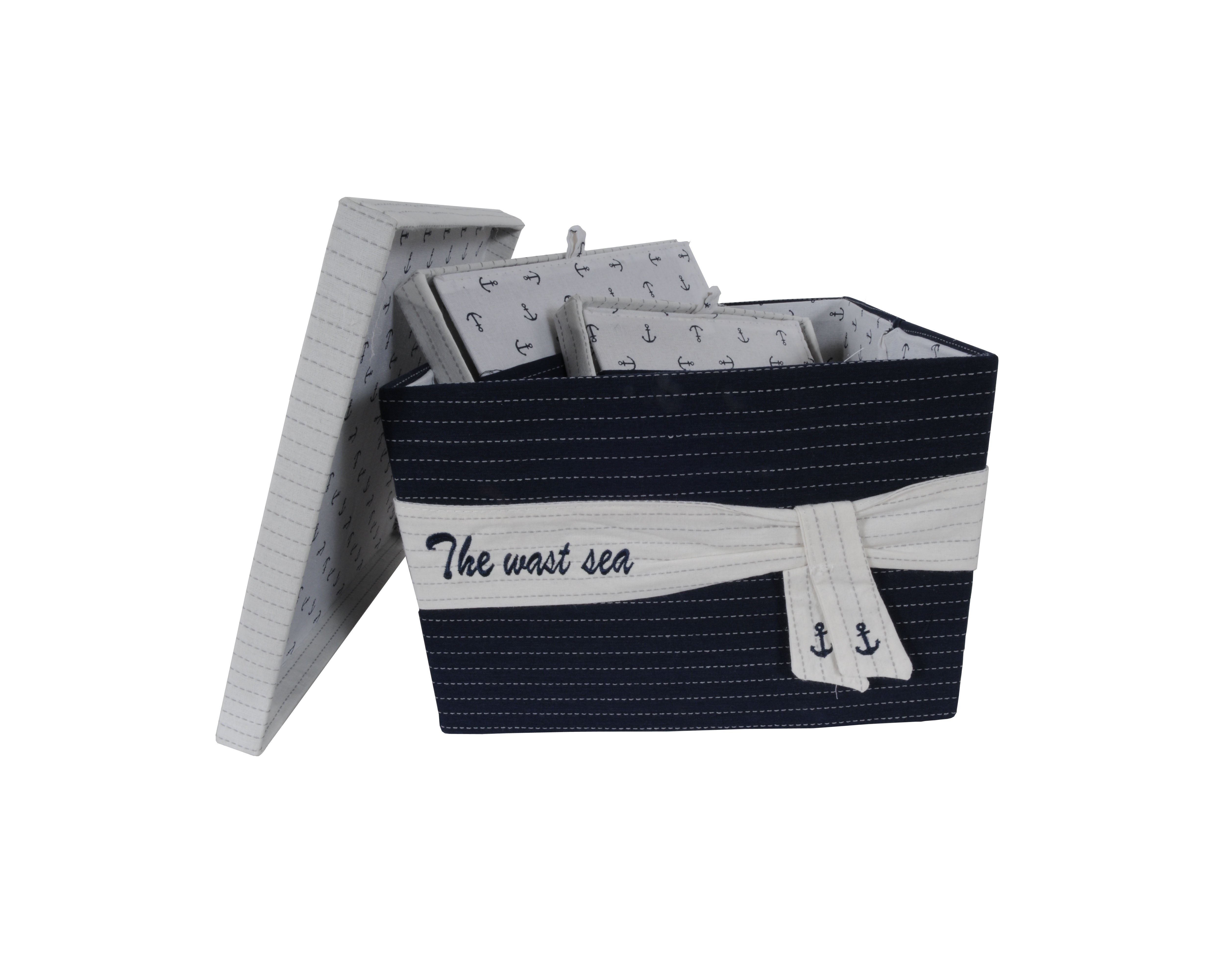  Anne Home - Set of 3 Fabric Boxes With Cover, Home furniture and decor, Old Modern Handicrafts, XoticBrands Home Decor