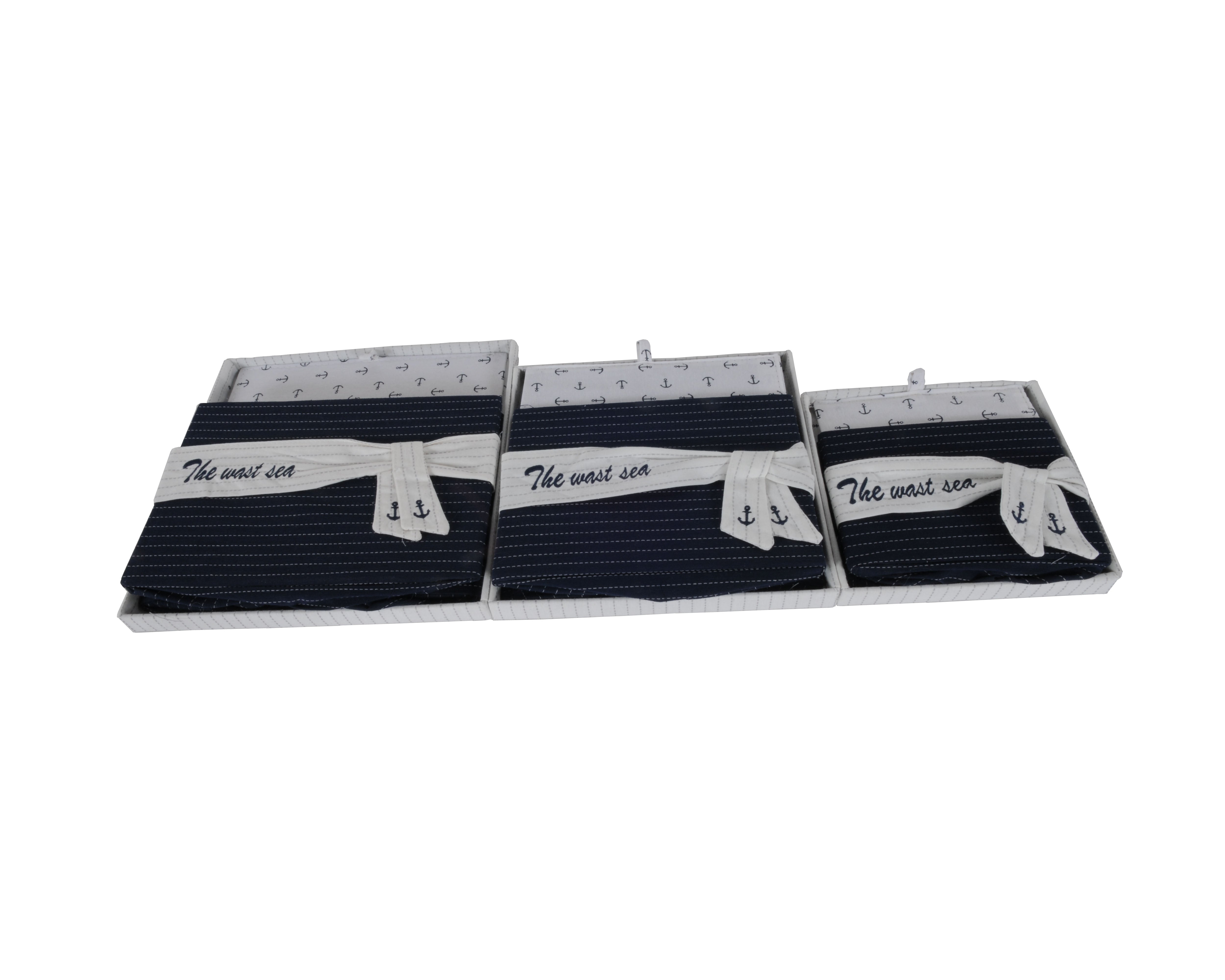  Anne Home - Set of 3 Fabric Boxes With Cover, Home furniture and decor, Old Modern Handicrafts, XoticBrands Home Decor