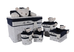  Anne Home - Set of 5 Rectangular Willow Baskets Bear Design, , Old Modern Handicrafts, XoticBrands Home Decor