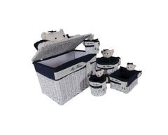  Anne Home - Set of 5 Rectangular Willow Baskets Bear Design, , Old Modern Handicrafts, XoticBrands Home Decor
