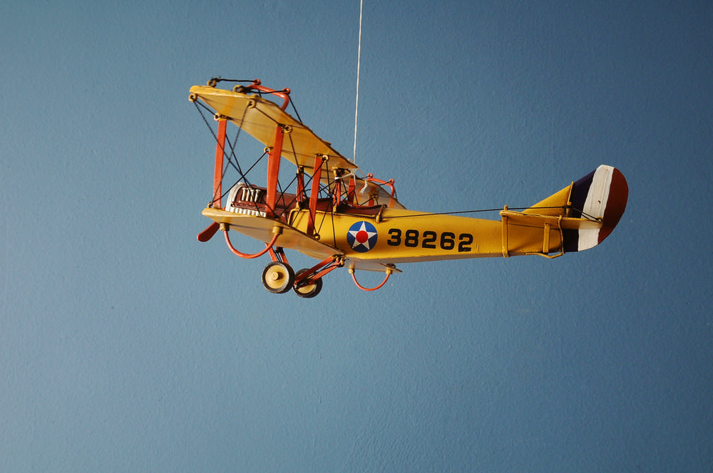  1918 Yellow Curtiss JN-4 1:24 Classic Iron Model, Home furniture and decor, Old Modern Handicrafts, XoticBrands Home Decor