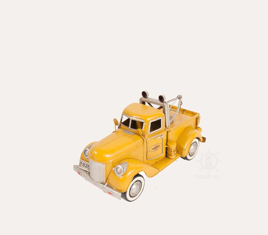  1926 Pennzoil Tow Truck Yellow Metal Handmade, Home furniture and dÃ©cor, OLD MODERN HANDICRAFTS, XoticBrands Home Decor