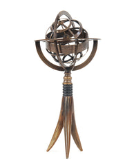  Brass Armillary On Horn Stand, Home furniture and decor, Old Modern Handicrafts, XoticBrands Home Decor