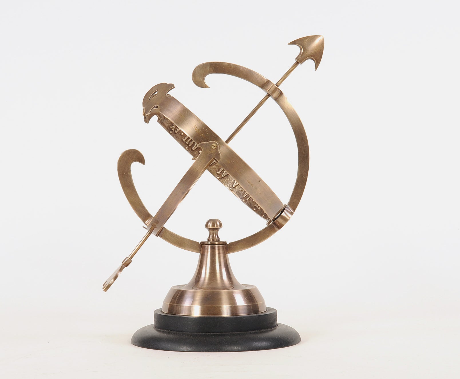  Brass Armillary On Wooden Base, , Old Modern Handicrafts, XoticBrands Home Decor