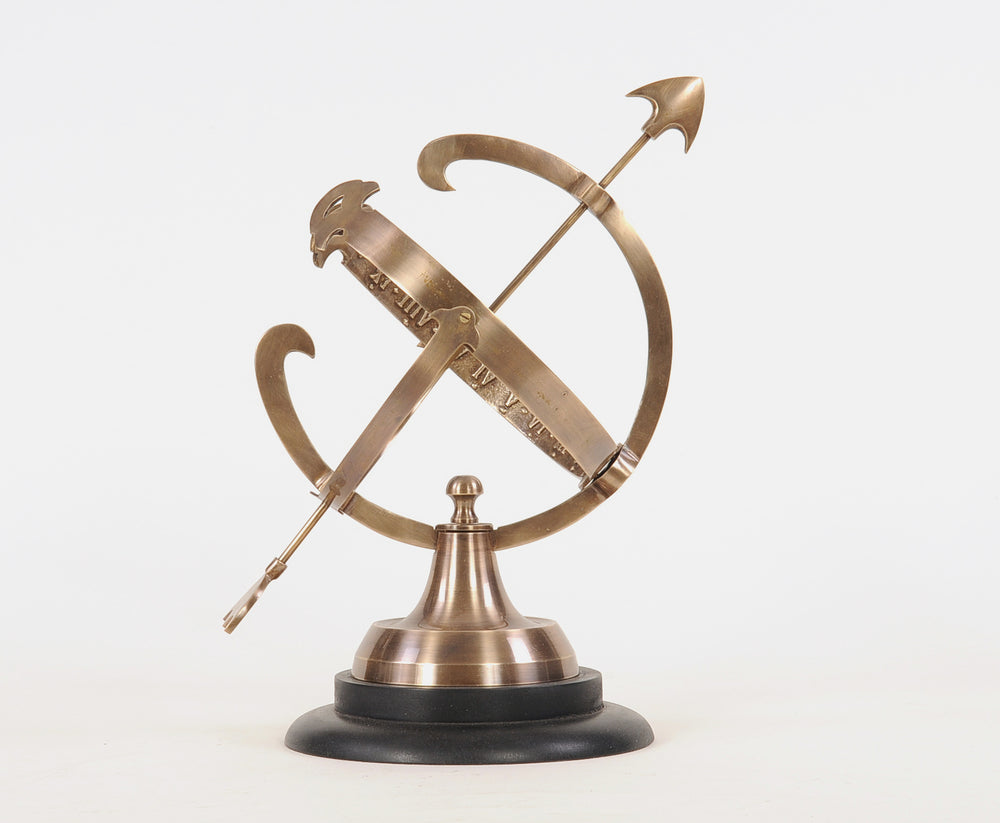  Brass Armillary On Wooden Base, , Old Modern Handicrafts, XoticBrands Home Decor