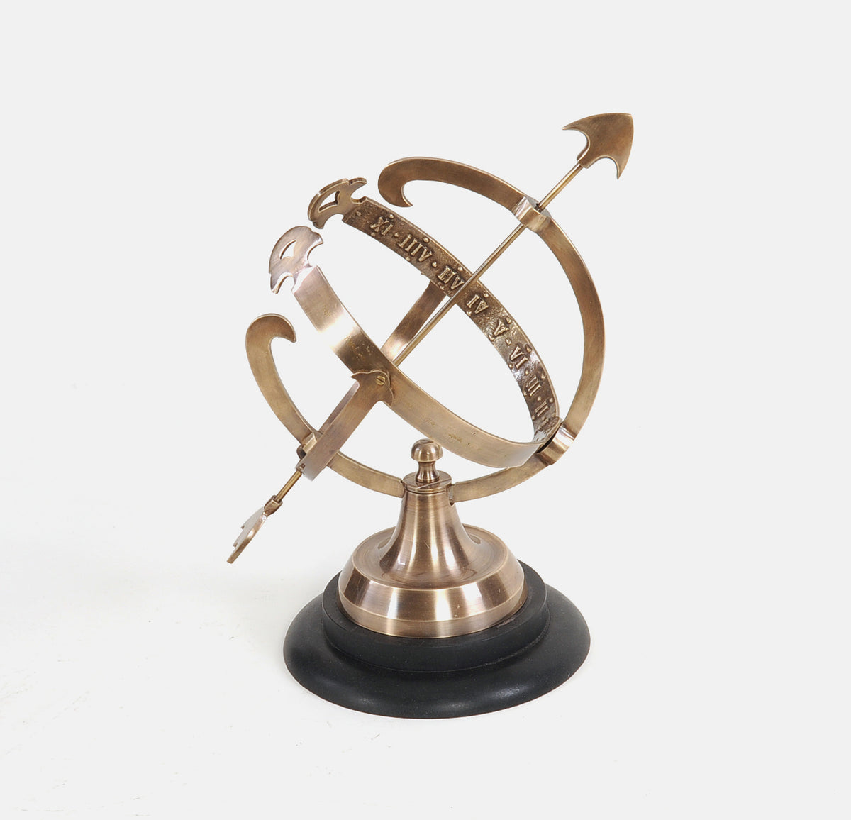  Brass Armillary On Wooden Base, , Old Modern Handicrafts, XoticBrands Home Decor