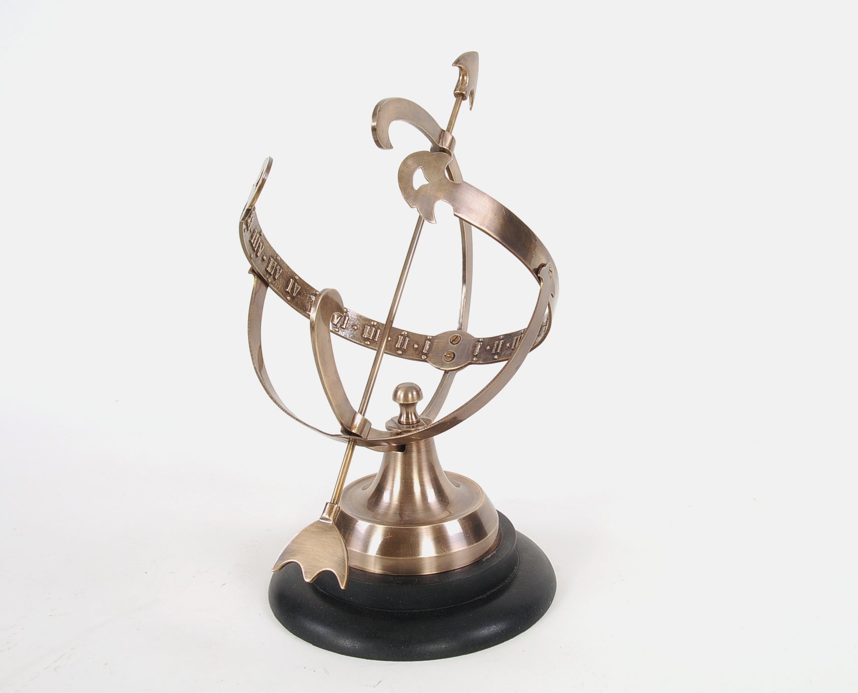  Brass Armillary On Wooden Base, , Old Modern Handicrafts, XoticBrands Home Decor