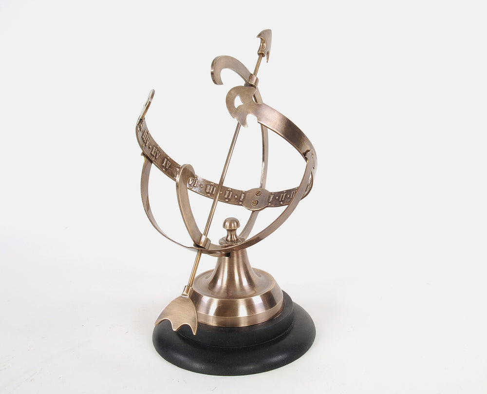  Brass Armillary On Wooden Base, , Old Modern Handicrafts, XoticBrands Home Decor