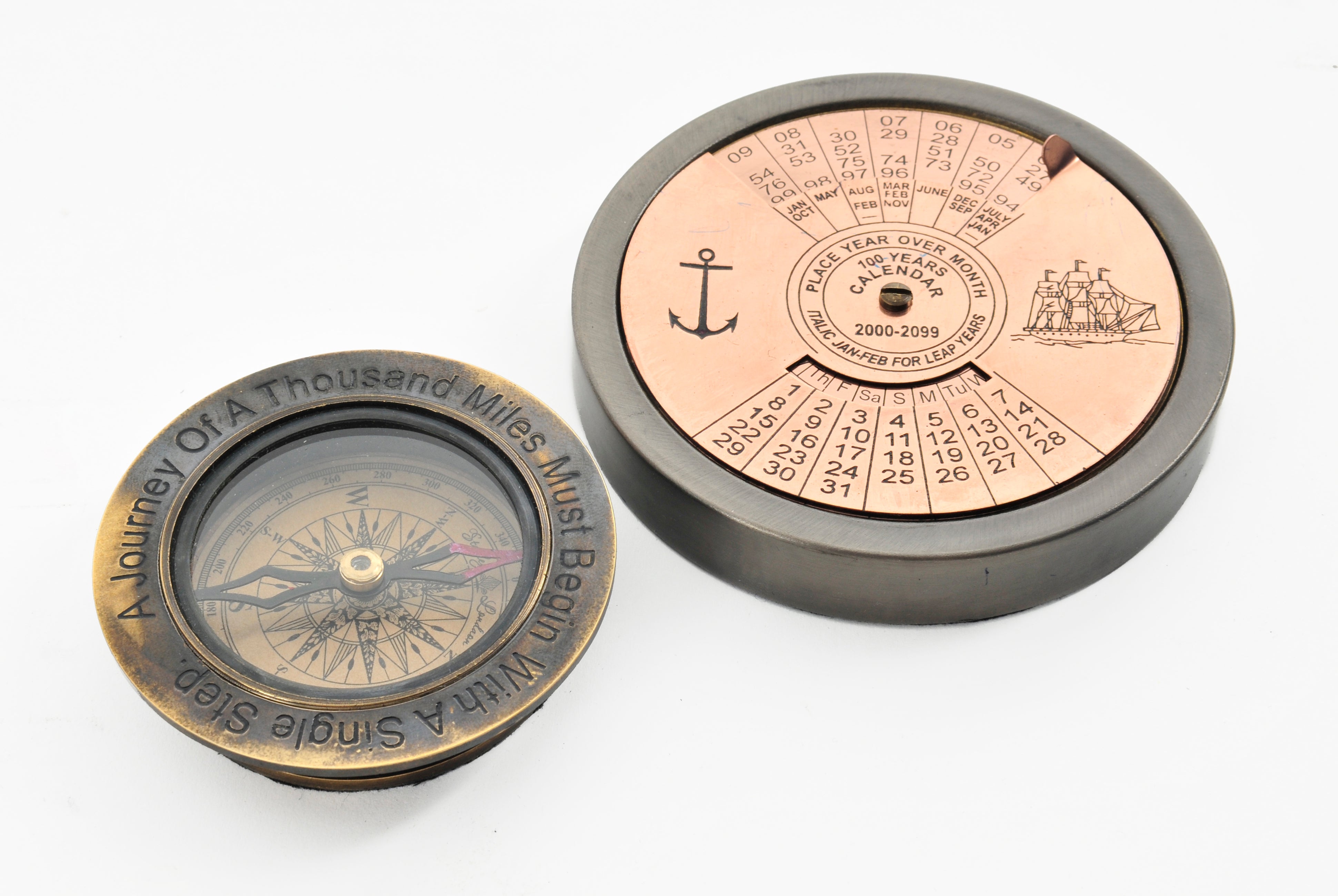  100 Year Calendar & Compass Quote Set of 2, Home furniture and decor, Old Modern Handicrafts, XoticBrands Home Decor