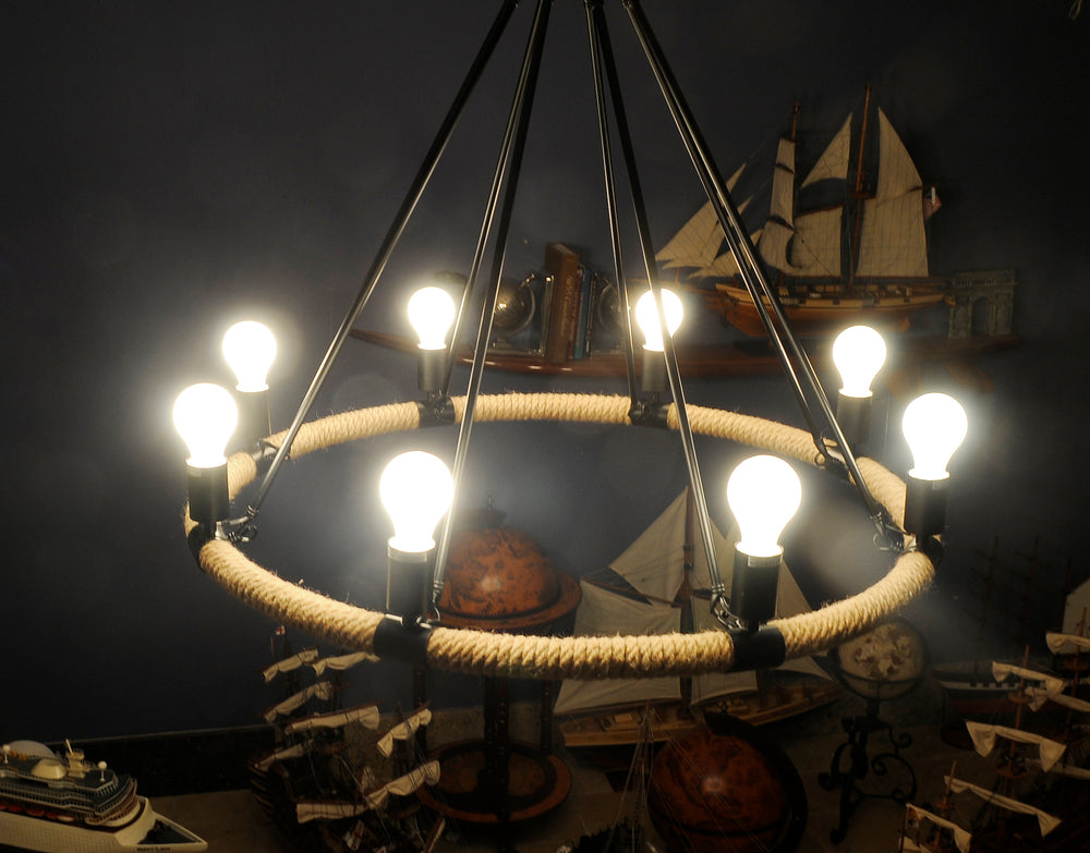  Rope Pendant Lamp - 8 Bulbs, Home furniture and decor, Old Modern Handicrafts, XoticBrands Home Decor