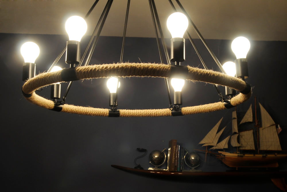  Rope Pendant Lamp - 8 Bulbs, Home furniture and decor, Old Modern Handicrafts, XoticBrands Home Decor