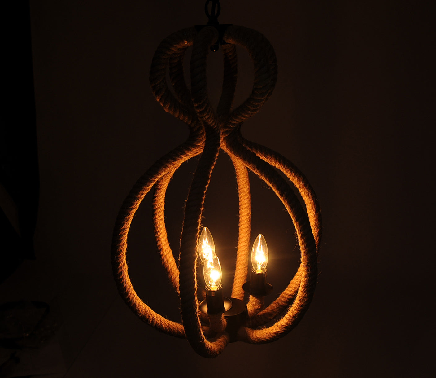  Rope Pendant Lamp - 3 Bulbs, Home furniture and decor, Old Modern Handicrafts, XoticBrands Home Decor