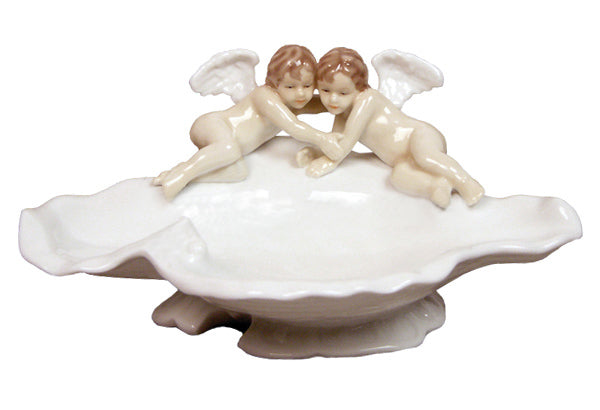 Cherubs On Wavy Shell Raised Dish - Home Accent. - XoticBrands Home Decor