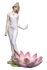 Woman Standing By Lotus Tealight Holder - XoticBrands Home Decor