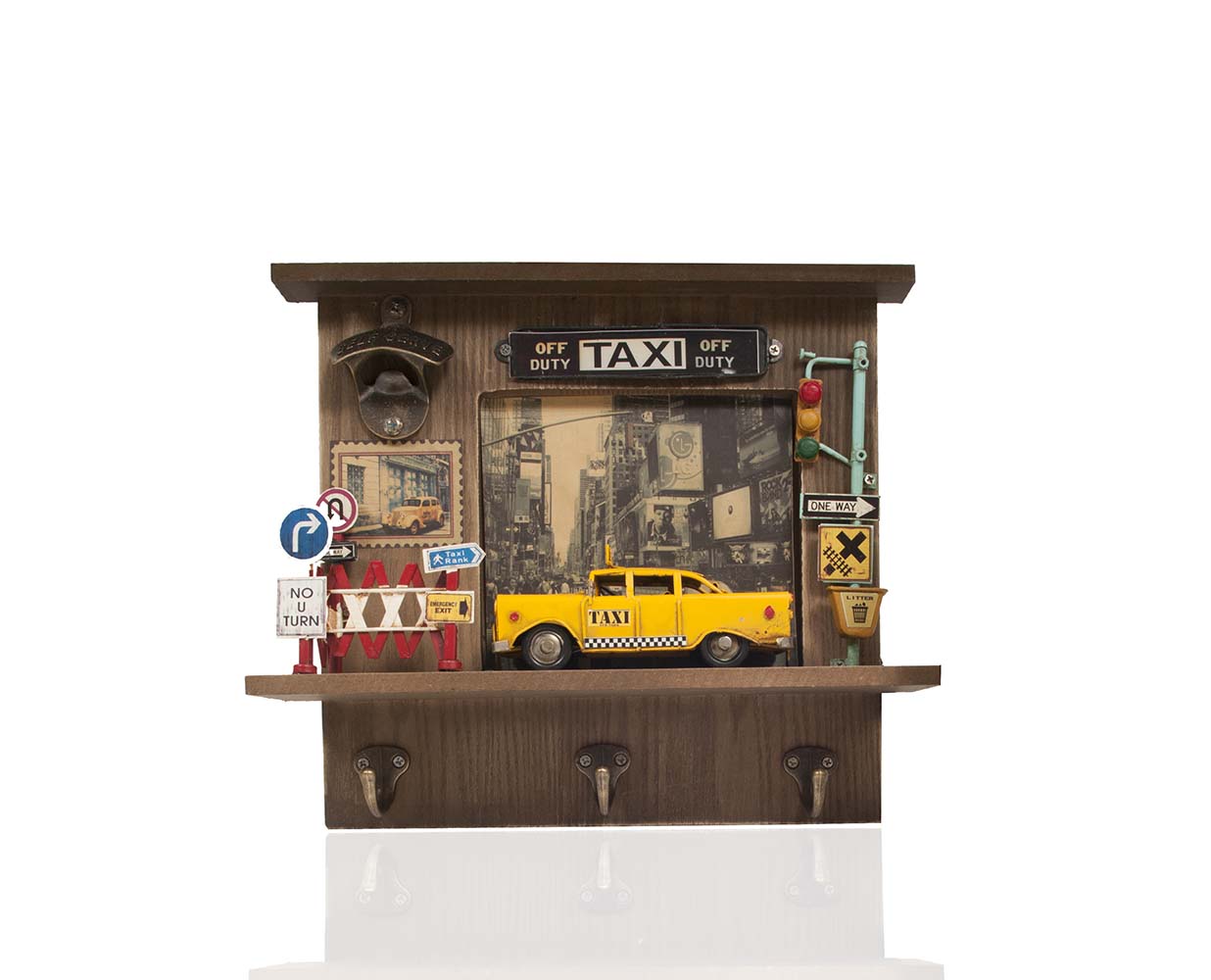 Vintage New York City Checker Taxi Shadow Box, Home furniture and dÃ©cor, OLD MODERN HANDICRAFTS, XoticBrands Home Decor