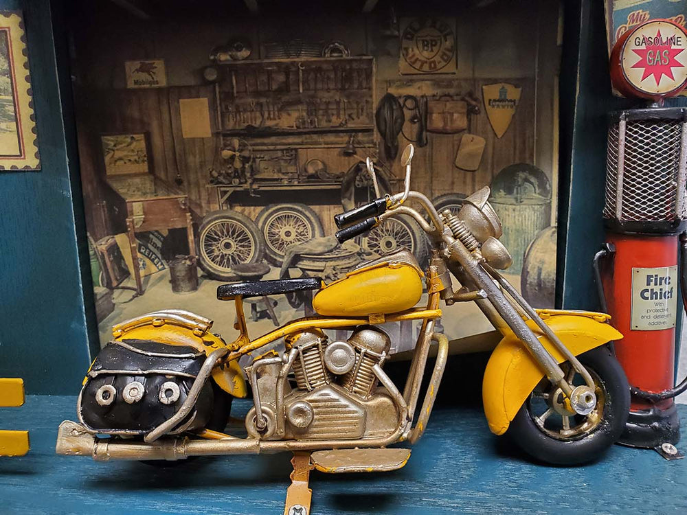  Vintage Harley Motorcycle Shadow Box on Wood Frame, Home furniture and dÃ©cor, OLD MODERN HANDICRAFTS, XoticBrands Home Decor