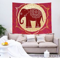 Mosaic Red Elephant  Wall Tapestry Decor Hanging 51 x 24 Inches - XoticBrands Home Decor