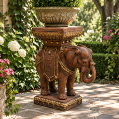 Elephant Pedestal 23 Garden Animal Statue - XoticBrands Home Decor