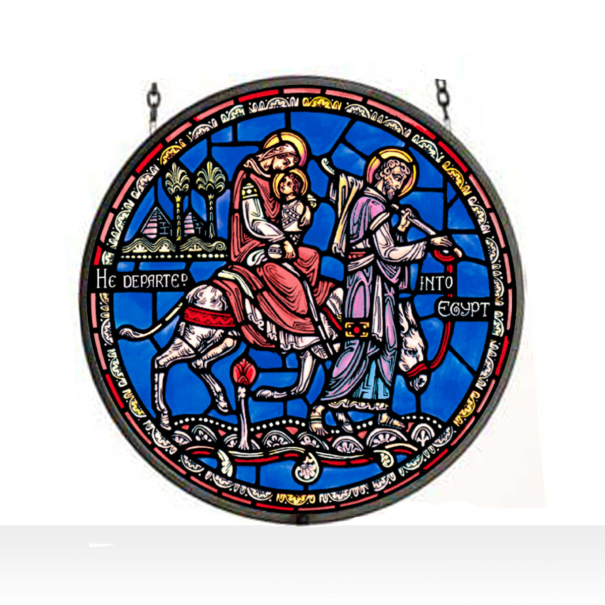 Flight in to Egypt Stained Art Glass Window Hanging - XoticBrands Home Decor