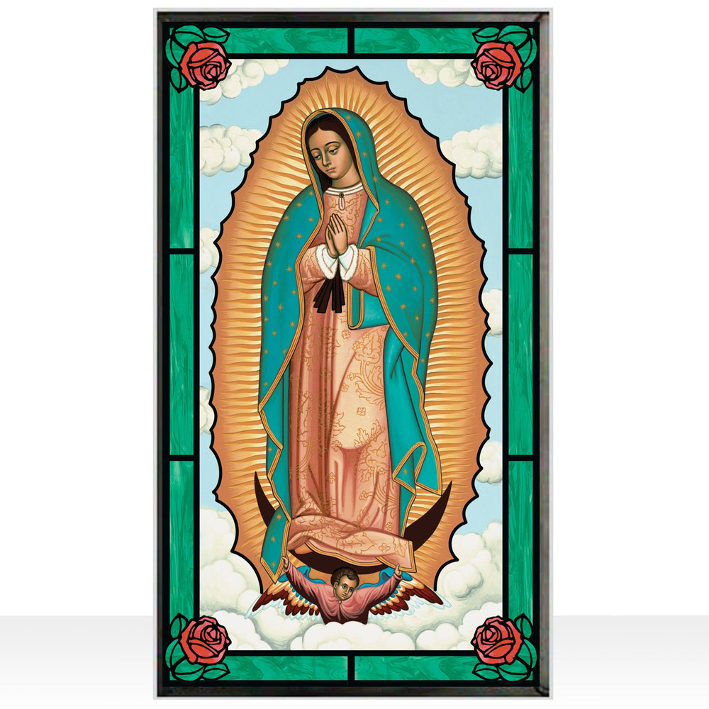 Our Lady of Guadalupe Stained Art Glass Window Hanging - XoticBrands Home Decor