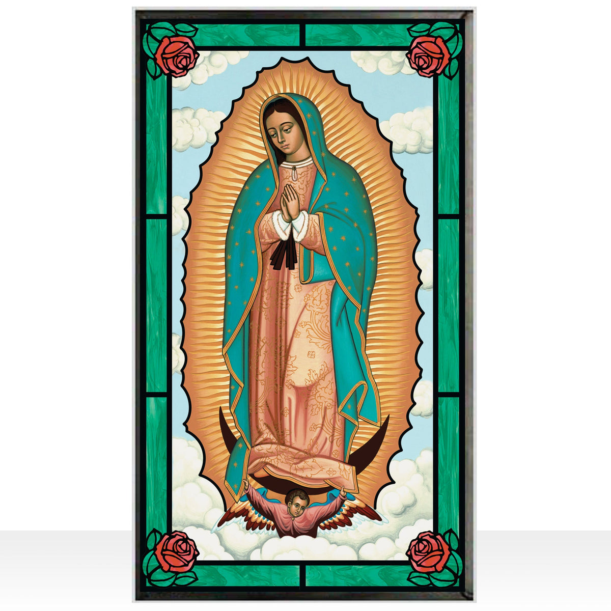 Our Lady of Guadalupe Stained Art Glass Window Hanging - XoticBrands Home Decor