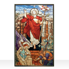 Resurrection Victorious Stained Art Glass Window Hanging - XoticBrands Home Decor