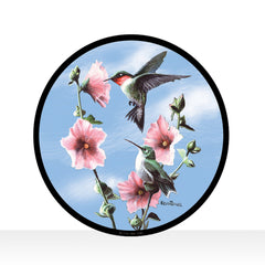 Ruby Throated Humming Bird Stained Art Glass Window Hanging - XoticBrands Home Decor