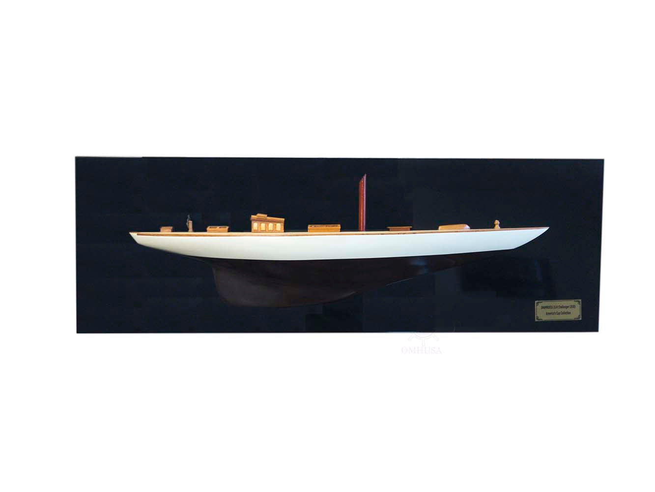  Shamrock Brown/White Painted Half Hull Model Boat Yacht Handmade, Home furniture and dÃ©cor, OLD MODERN HANDICRAFTS, XoticBrands Home Decor
