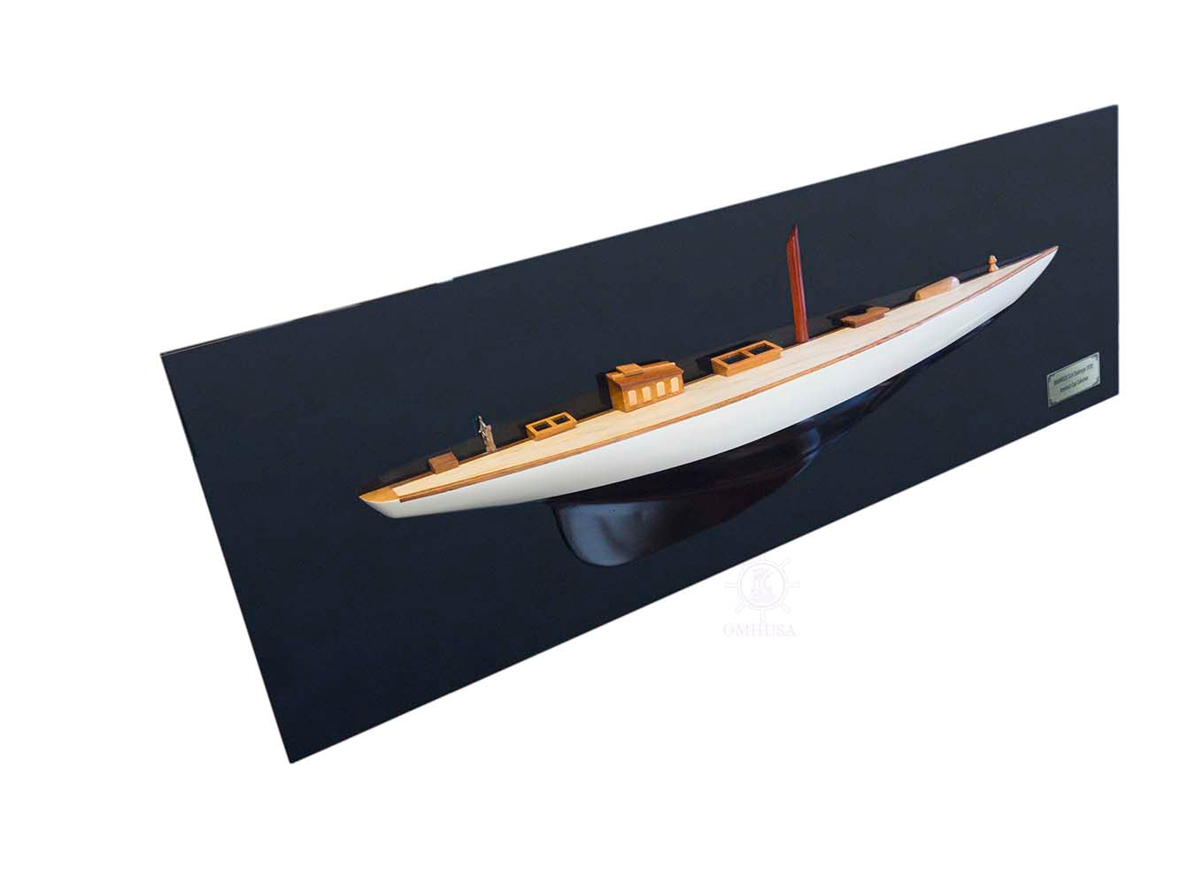  Shamrock Brown/White Painted Half Hull Model Boat Yacht Handmade, Home furniture and dÃ©cor, OLD MODERN HANDICRAFTS, XoticBrands Home Decor