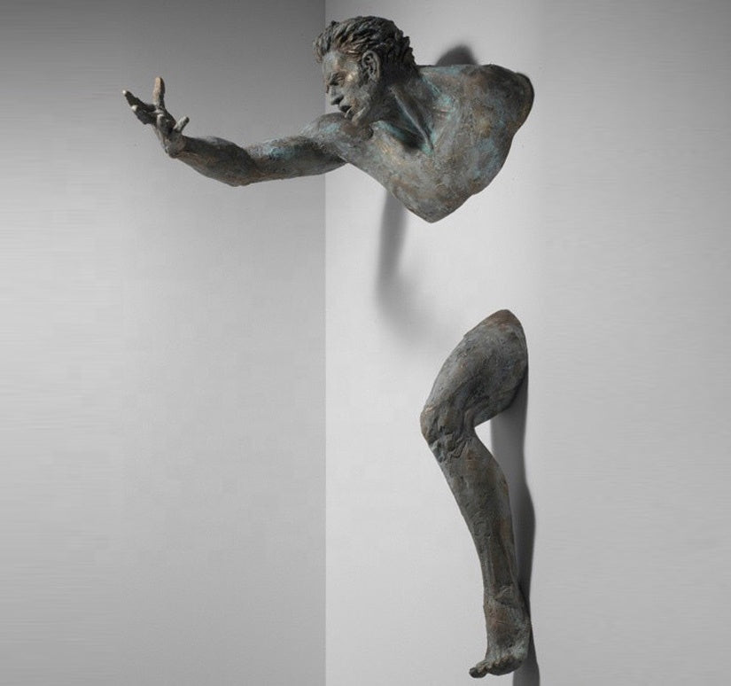 Reaching out Wall Mount Male Abstract Sculpture - XoticBrands Home Decor